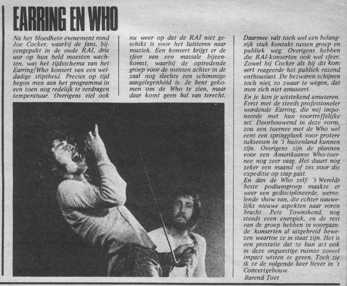 Golden Earring and Who August 17, 1972 show review